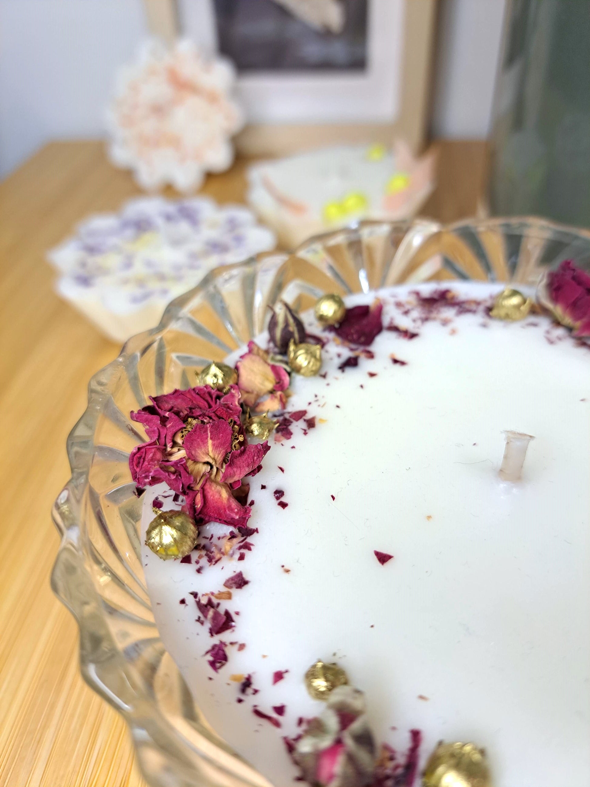 Bougie fleur roses 2