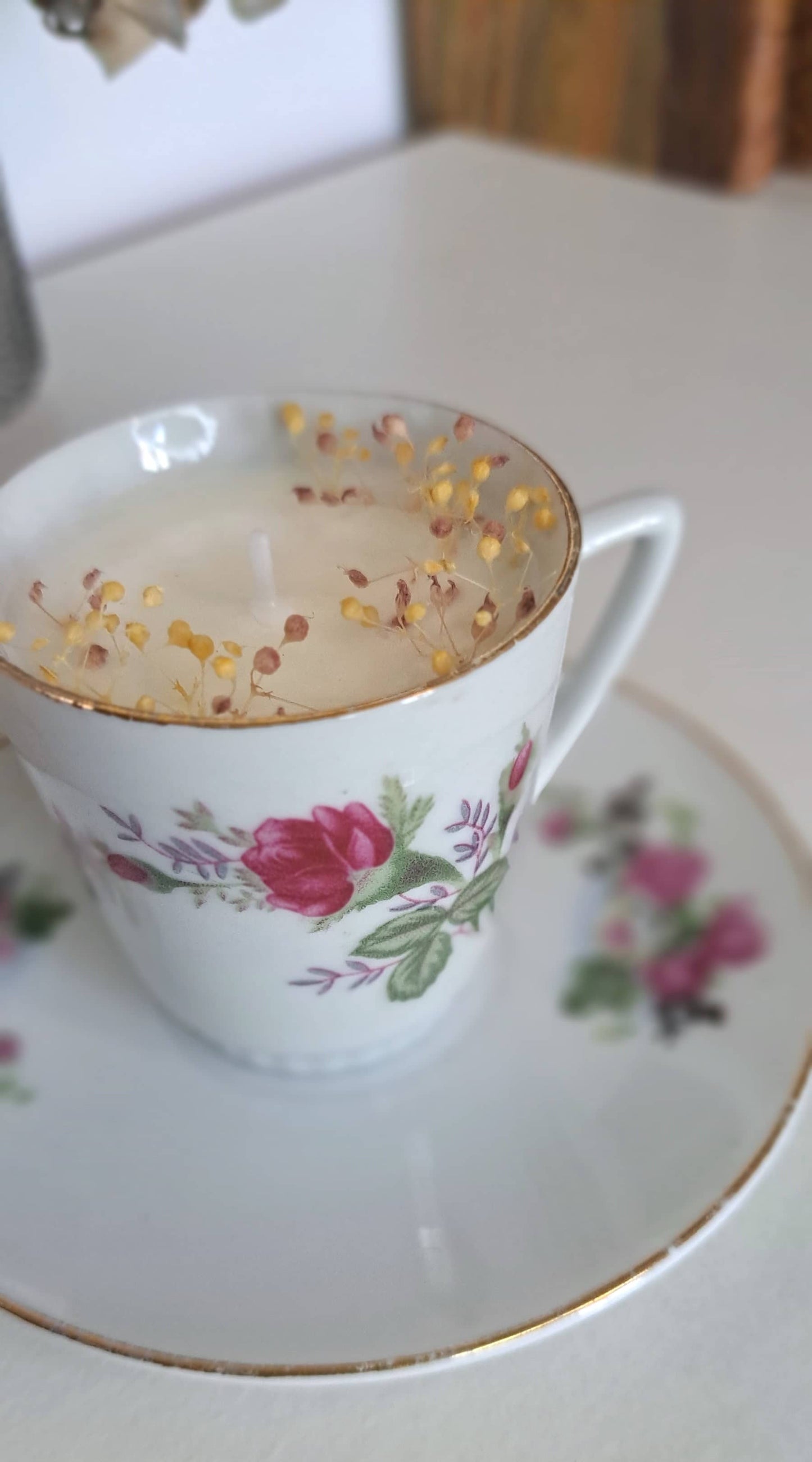 Bougie naturelle dans tasse chinée 3
