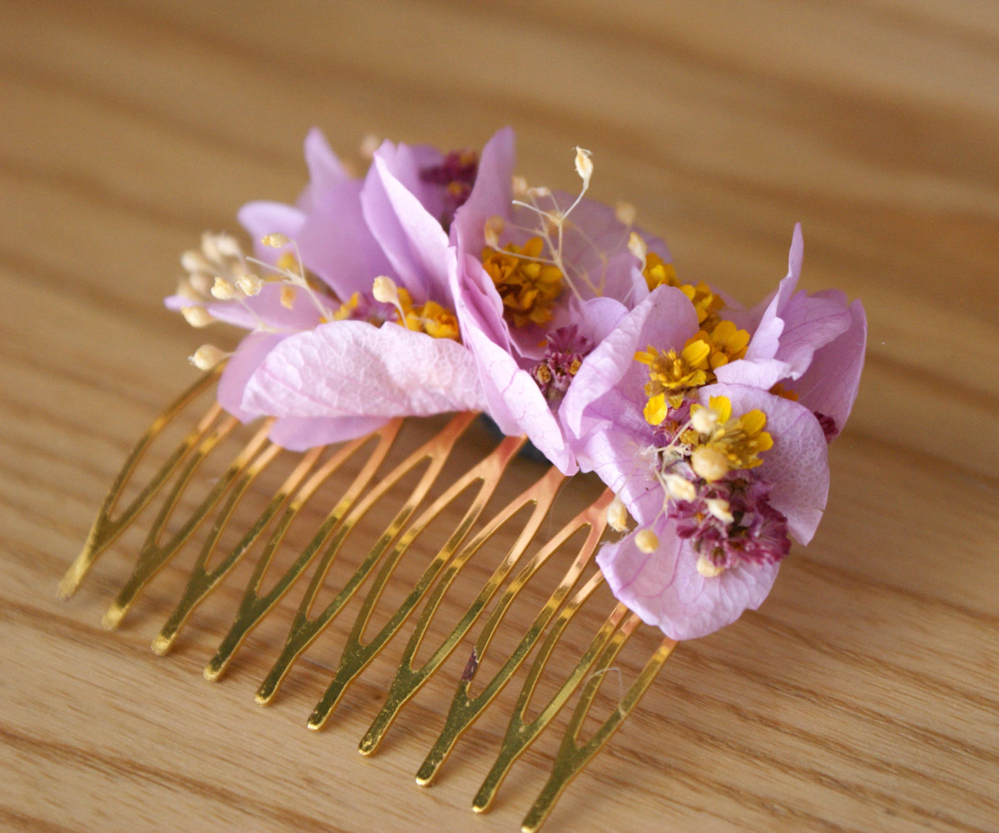 Peigne fleurs sechees et hortensia 6