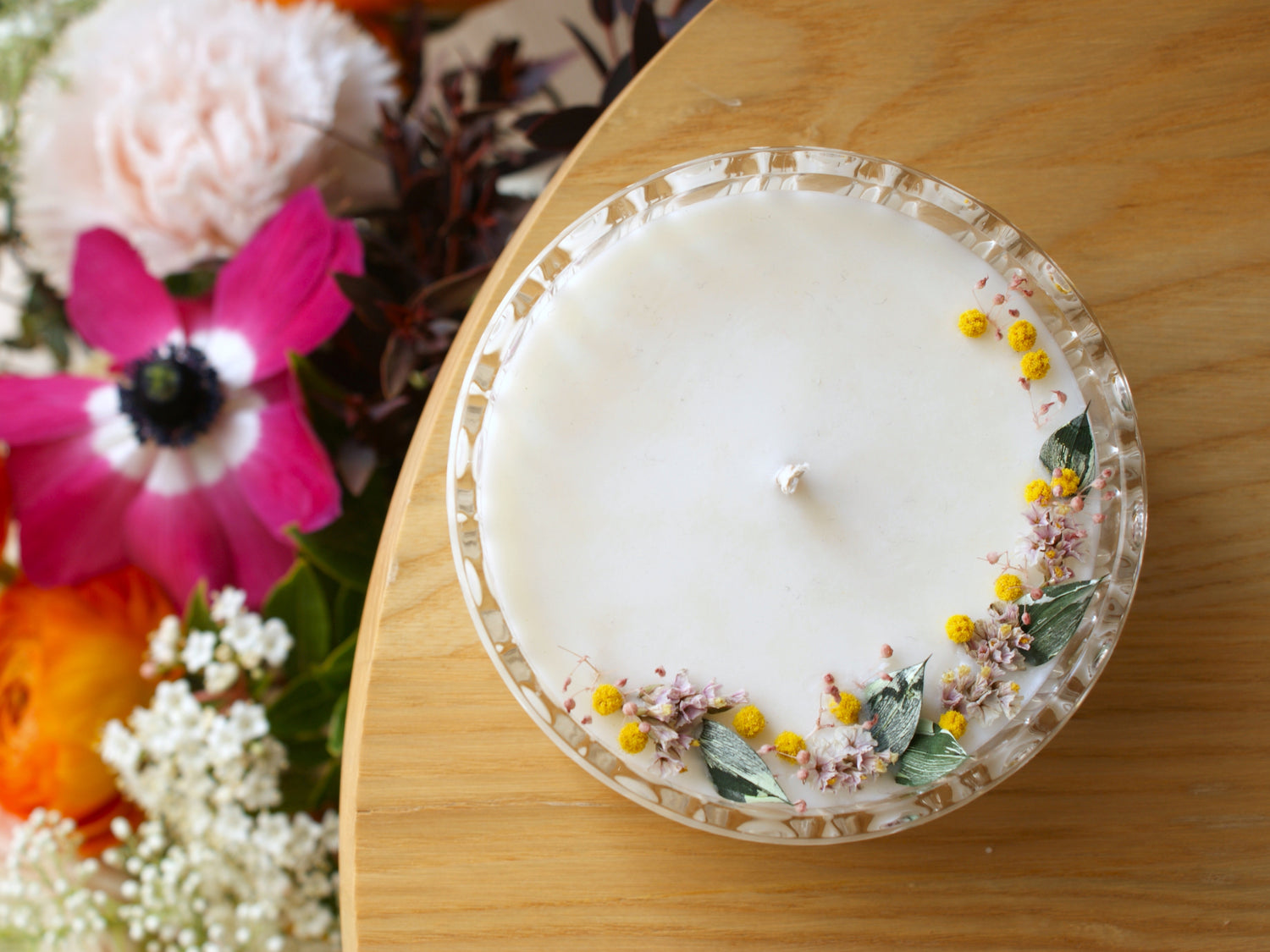Bougie Artisanale Naturelle Fleurs Séchées